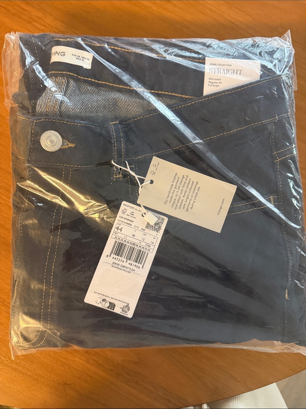Mango Straight Leg Jeans - Black with Contrast Stitching